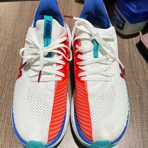 Hoka White and Red Running Shoes